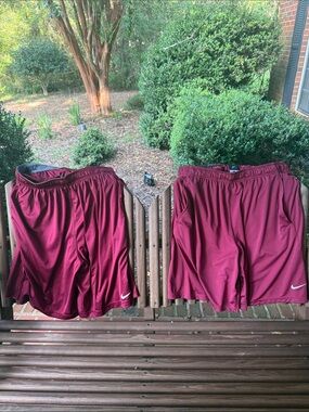 Nike Maroon Sports Shorts with White Swoosh